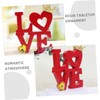 SHOWERORO Couples Sculpture Decor Wooden Valentines Day Decor Love Letter