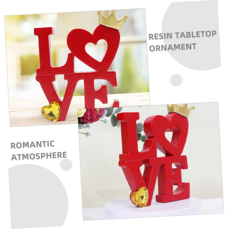 SHOWERORO Couples Sculpture Decor Wooden Valentines Day Decor Love Letter
