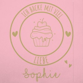 Geschenk mit Namen personalisiert by Shirtracer - Apron - Baking Apron - Ich backe mit viel Liebe I Gift Hobby Baker I Gift Baking, 3 Pink