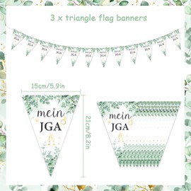 Funmemoir Hen Party Decoration Women Green Stag Night Bride Decoration Pack of 3 My JGA Banner Sage Green Pre-Strung JGA Triangle Flag Banner for Stag Party JGA Bride Decorations