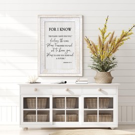 Framed For I Know the Plans I Have for You Wall Art Decor Jeremiah Inspirational Wooden Hanging Sign Decoration for Modern Home Living Room Bedroom Office 16"x11"