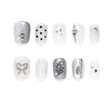 Kokowomite Nails Handmade Nail Tips Short Square Oval Silver White