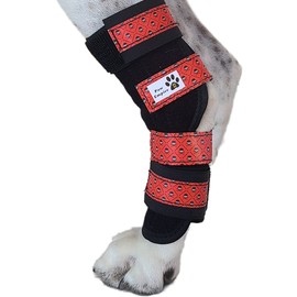 Paw Empire - Pair of Dog Leg Braces, Ultra Supportive, Comfortable, Dual Metal Springs, Hind Leg Wraps, Canine Hock Brace for Joint Arthritis, Assists Injury & Sprains (Red Skulls, Large)