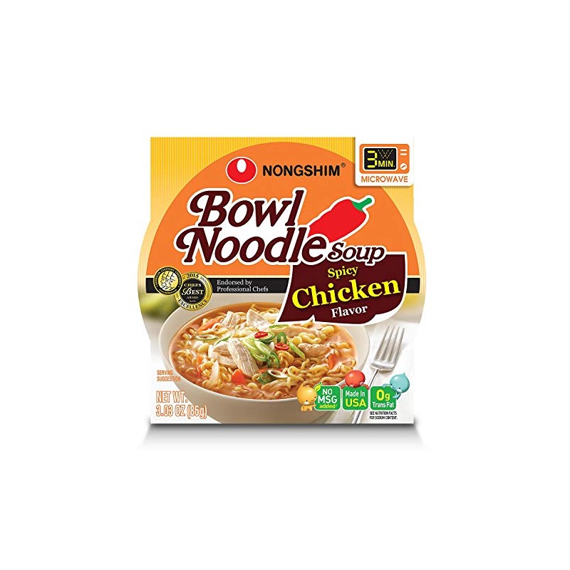 Nongshim Spicy Chicken Bowl Noodle Soup (3.03 oz., 24 count)