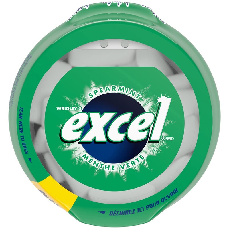 Excel Sugar-Free Gum, Spearmint, 6x60ct, 360 Pieces {Imported from Canada}
