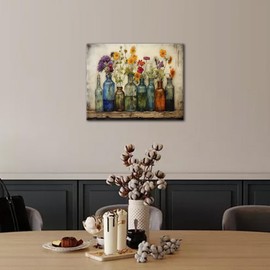 TUMOVO Abstract Paint by Numbers for Adults Flowers Bottles Vintage DIY Adult Paint by Number Kits on Canvas Rustic Sign Watercolour Draw Painting by Numbers Oil Painting Art Crafts 16x20 in