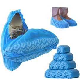 Premium Disposable Boot & Shoe Covers Booties | 50 Pack | Durable, Non-Slip, Non-Toxic, Water Resistant, Recyclable Protectors for Indoor & Outdoor | Large Size Fits Most Shoes