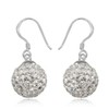12MM Disco Ball Sterling Silver Dangly Drop Hook Earrings -