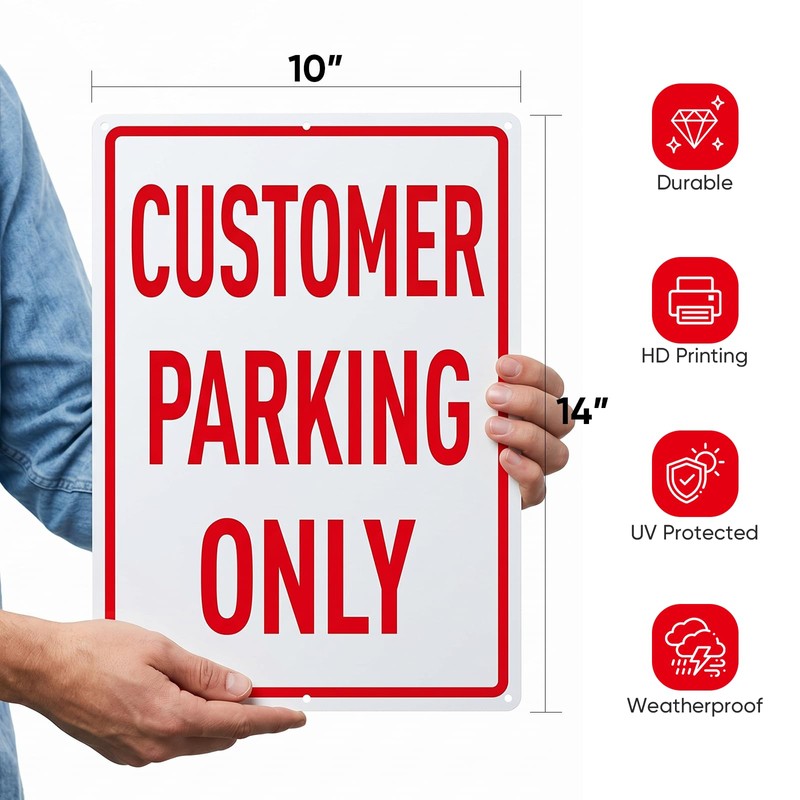 (2 Pack) Customer Parking Sign, 14 x 10 Inches Rust