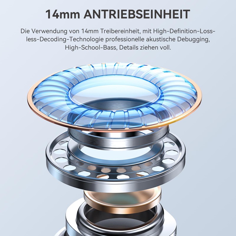 Vinstein Earbuds, Bluetooth 5.4 headphones, in-ear earphones (blue)