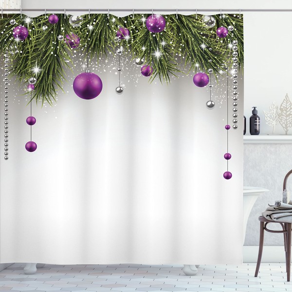 Ambesonne Christmas Shower Curtain, Cloth Fabric Bathroom Decor Set with