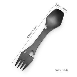 GARFTAI 2Pcs multi utensil, 5-in-1camping fork spoon knife combo，stainless steel camping utensils,camping can opener military，portable fork spoon knife set travel(Matte black)