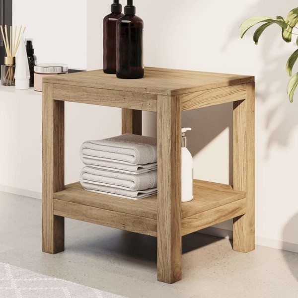 Udorich Stylish and Functional Bathroom Side Table, Solid Teak Wood,