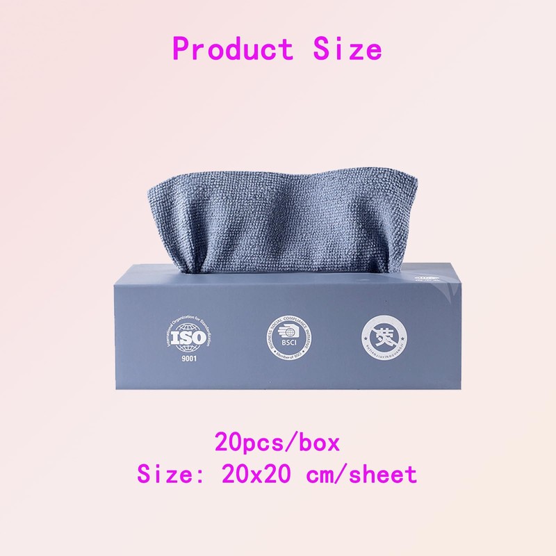 20-Sheet Microfiber Towels with Dispenser Box, Blue Reusable Cleaning Cloths