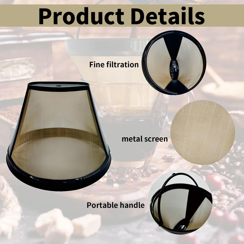 CLKE 2Pcs Reusable Coffee Filter, Universal Permanent Coffee Filter, Washable