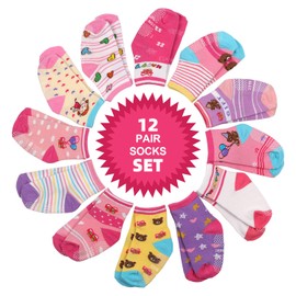 Baby Non Slip Toddler Socks, 12 Pairs Soft & Breathable Cotton Crew Socks For 1-3 Years Old Boys Girls Kids Infant Ankle Socks with Grips For Baby Boy Girl (3-5T, Pink 12 Pairs)