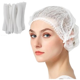 100 Pcs disposable white hair cap,Bouffant Disposable Bouffant Caps Hair Net,For Kitchen, Cafeteria, Sleeping(White)
