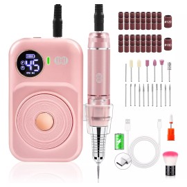 Ciicii Pulidor Esmeril Uñas Taladro 45000rpm Recargable Ciicii Dril,pulidora De Unas Profesional Rosa, 2400mah Y Equipado Con 12 Tipos De Taladros 36w Professional-drill Uñas