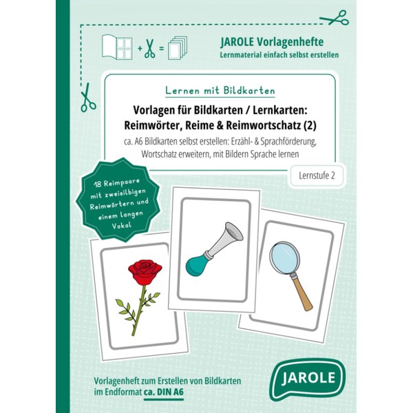 Vorlagen für Bildkarten / Lernkarten: Reimwörter, Reime & Reimwortschatz 2