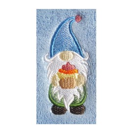 Cupcake Gnome/Gonk (1376) - Embroidered Deluxe Fleece Baby Blanket (Heavier Weight) (Pink Rosebud)