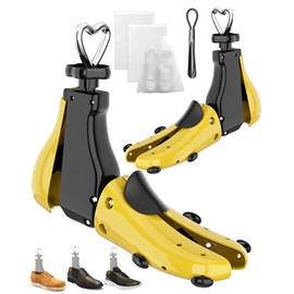 Zecaveler Shoe Stretcher for Men and Women - Length and Width Adjustment - Ideal for Leather Shoes, Sports Shoes & Boots, Yellow(2 Pack), m