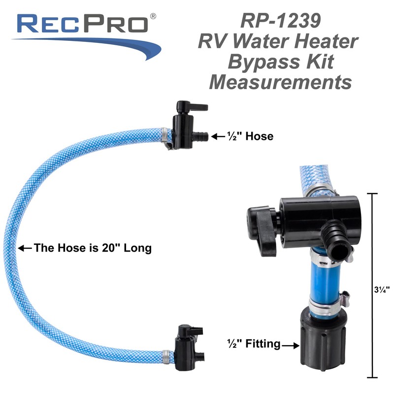RecPro RV Water Heater Bypass Kit | Pressurized Hose and