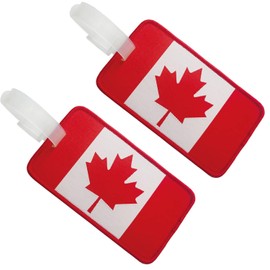 2 PCS Anti-Break Embroidered Canada Flag Luggage Tag,Embroidery Durable Woven Canadian Banner Label for Trunk Backpack Bag with Clear Belt