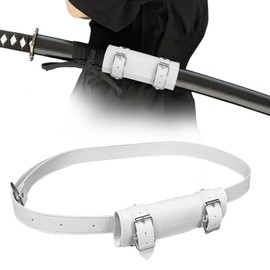 HOMURY Katana - Porta spada con cintura, 110 cm, in pelle PU, regolabile, per rievocazioni, appassionati di cosplay e samurai, colore: bianco