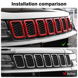 JeCar Grille Inserts ABS Grill Cover Trim Kit for 2017-2021 Jeep Grand Cherokee WK2, Red