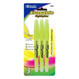 BAZIC Erasable Highlighter (3/Pack)