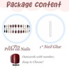 BABALAL Press on Nails Medium Almond Fake Nails Brown Glue