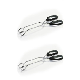 Chef Craft Tongs with Off-set Working Ends, Black, 1-Piece, 12-Inch (2-Pack)