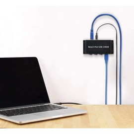 Renkforce 4 Port USB 3.0-Hub Metallcase, einzeln schaltbar, to wall mounting black