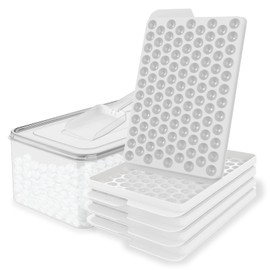 WIBIMEN Mini Ice Cube Trays, Small Tiny Round Pebble Crushed Nugget Ice Trays for Freezer with Lid - Chilling Drinks Coffee Juice(4 Pack/0.55In - White)