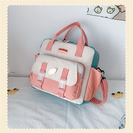 Kawaii Backpack Cute Tote Bag Girl School Crossbody Shoulder Bag with Kawaii Accessories Multi Purpose (Deep Pink)