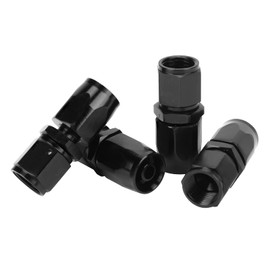Swivel Hose End, 4pcs Universal Straight AN6 ‑6AN Swivel Hose End Fitting Adaptor T-6061 Aluminium Polishing Surface Black