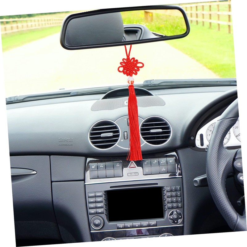 Ciieeo 5pcs Red Chinese Knot Tassel Pendant Car Hanging Decoration