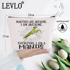 LEVLO Mantis Cosmetic Makeup Bag Mantis Lover Gift Mantises Are Awesome Makeup Zipper Pouch Bag For Mantis Fans, Mantises Are Awesome, Cosmetic Bag