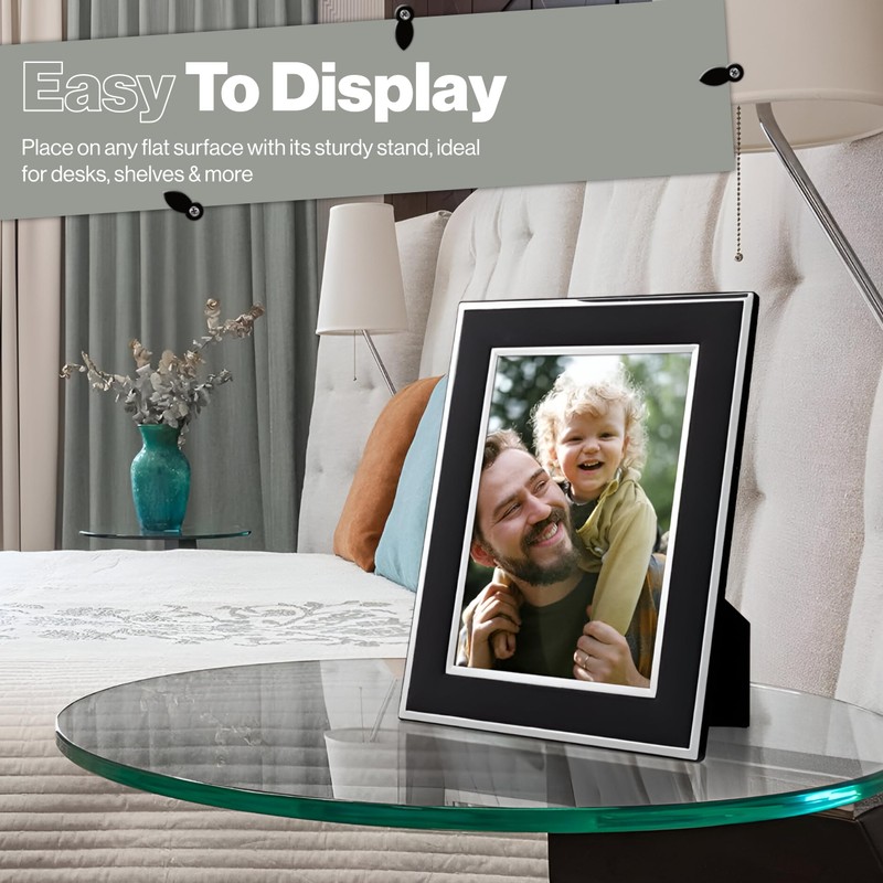 Frametigo - Silver Plated Black Photo Frame, 8"x10" (20x25cm) Photo