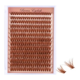Brown Wispy Lash Clusters Natural Puffy Eyelash280 Pcs, 80D Curly 8-18mm Mix Length Individual Lash Extensions, DIY Natural Volume Lashes at Home