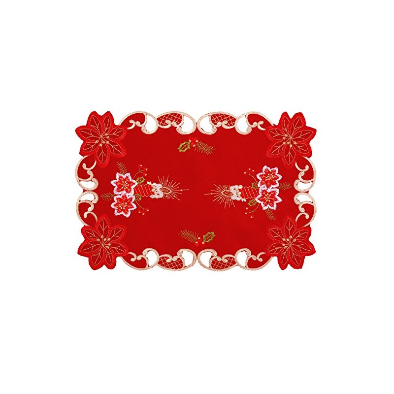 Grelucgo Embroidered Christmas Holiday Table Placemats(12x18 inch) Set of 6