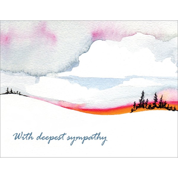 Sympathy Cards - With Deepest Sympathy - Horizons Condolence Cards Set of 12 Blank Note Cards With Envelopes