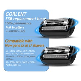 GORLENT 2 Pcs Series 5 Pro Replacement Head for All S5/S6 Shavers, Foil and Cutter Blades for a Close and Smooth Shaving Experience