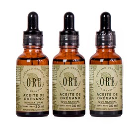 Ore Aceite de Orégano Orgánico, 100% Natural, 80% Carvacrol, 30 ml, Pack de 3