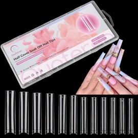 Clear No C Curve Nail Tips for Acrylic Nails Professional, 240Pcs XXXL Extra Long Tapered Square Straight Acrylic Nail Tips, Half Cover French Nail Extension False Nails for Manicure Nail Art 12 Sizes