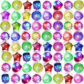 108 Pcs Glow up Party Favors LED Light up Rings Flashing Bumpy Jelly Rings Blinking Neon Rave Rubber Rings for Event Raves Glow in The Dark Party Gift
