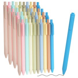 CUWELT 40PCS Ballpoint Pens Black Ink, Retractable Pastel Gel Ink Pens, 0.7mm Rollerball Pen, Cute Roller Ball Pens, Smooth Writing Pens Fine Point for Office Home Gift Supplies