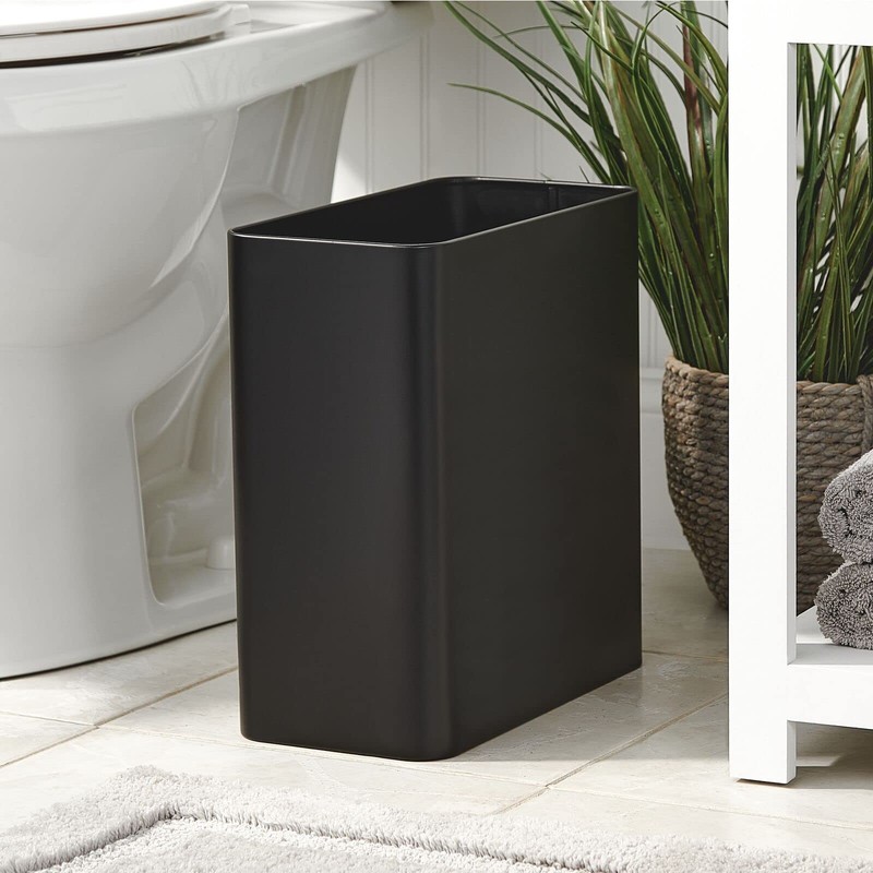 mDesign Decorative Trash Can, 12" x 6.25" x 13", Black