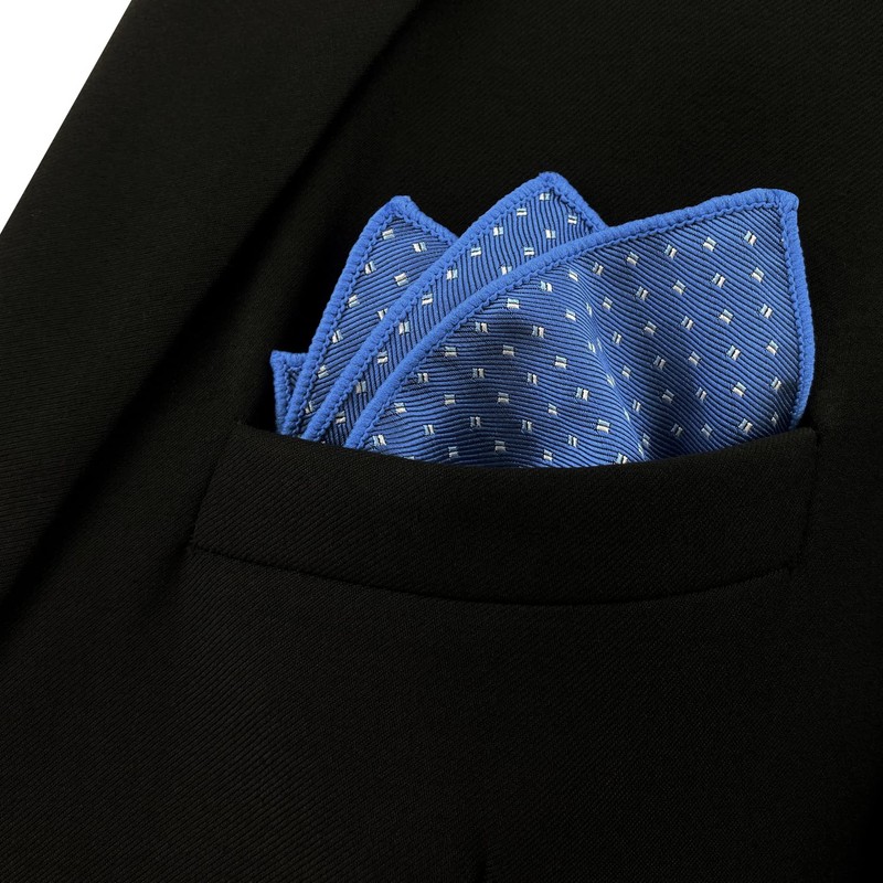 S&W SHLAX&WING Men's Handkerchiefs White Dots Blue for Suit Large