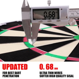 WIN.MAX PRO Dart Board - PRO Bristle Steel Tip Dartboard Dart Boards for Adults Bristle Steel Tip Dartboard Set Rotating Number Ring Staple-Free Bullseye with 12 Darts Metal Tip